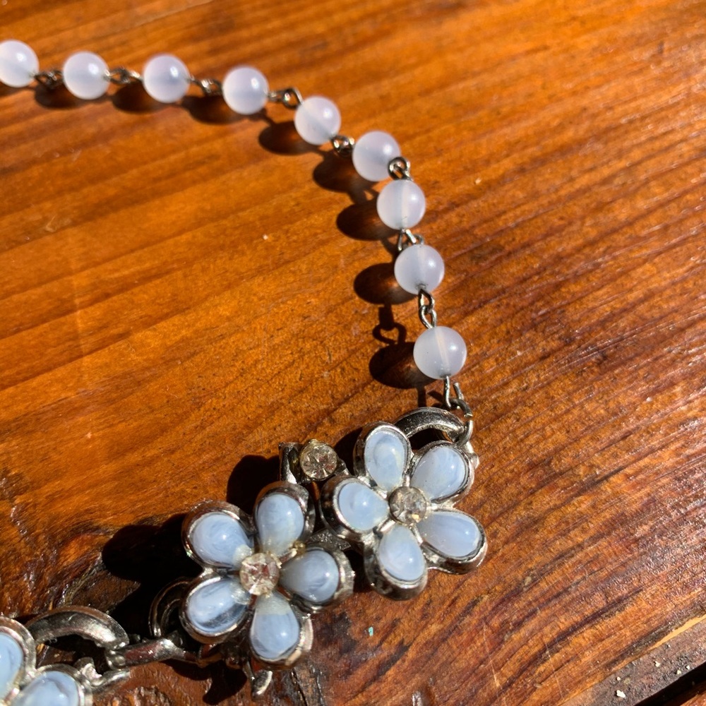 Vintage Blue & Rhinestone Choker